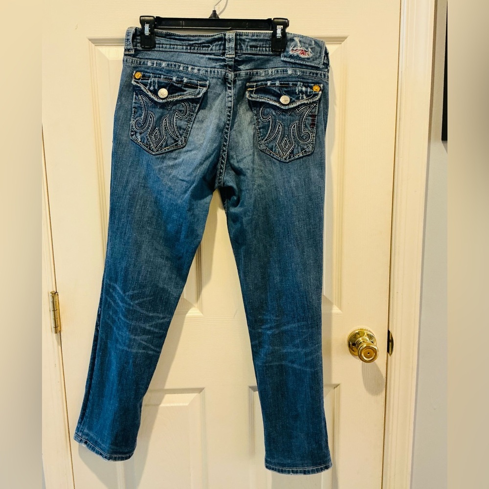 BUCKLE MEK OAXACA Low Rise Western Grunge Straight Leg Jean Unique Womans SZ 31 - Picture 5 of 13